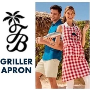 Tommy Bahama Picnic Plaid Marlin Apron NEW In Bag 2024 Red And White Checkered